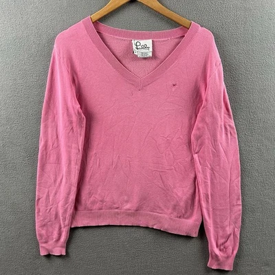 Suéter para mujer Lilly Pulitzer rosa mediano cuello en V pulóver logotipo de palmera Foto 1 de 4