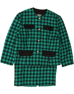 VINTAGE Womens 4 Button 2 Piece Skirt Set IT 46 Large W30 Green Check Wool CZ19 - Picture 1 of 6