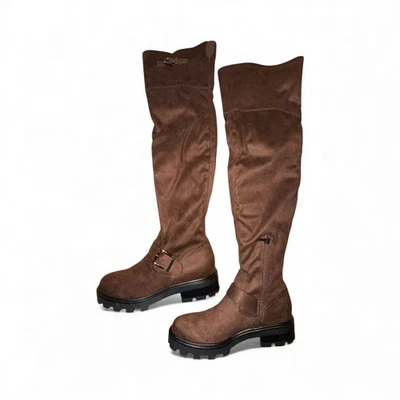 Marc Fisher LTD Mujeres Ganven Marrón Oscuro Gamuza Sobre la Rodilla Botas Talla 7.5M, Nuevas en Caja Foto 1 de 4