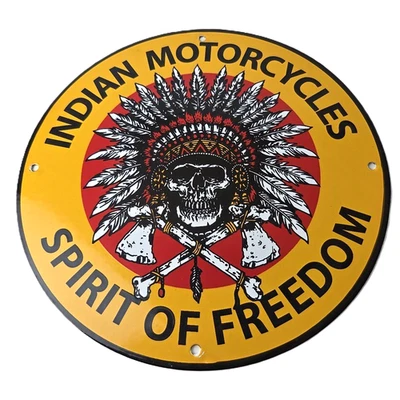 Vintage Indian Motorcycles Sign - Gas Pump Service Station Porcelain Sign - Image 1 of 4