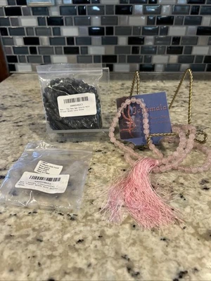 2 件套 - 108 马拉珠祈祷流苏治疗项链 8 毫米石英,熔岩 - 美国 — 第 1/4 张图片