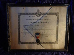 Frankreich Urkunde mit Orden Rahmen Ehren Medaille "Medaille D´Honneur" Legion - Bild 1 von 8