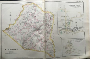 1887 WASHINGTON TOWNSHIP GERMAN VALLEY SCHOOLEYS MOUNTAIN NEW JERSEY ATLAS KARTE - Bild 1 von 3