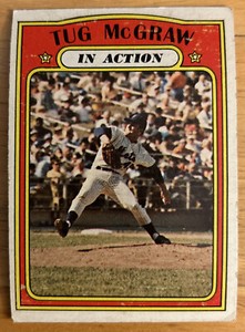 1972 Topps Tug McGraw In Action Baseball Card #164 Mets Low-Grade Poor O/C