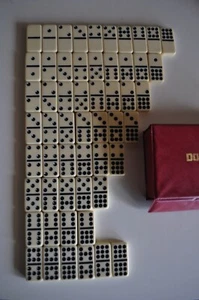 Vintage Dominoes Cardinal 55 Pieces DOUBLE NINE Red Vinyl Case - Picture 1 of 8