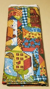 VTG Riverdale Screen Print Cotton Fabric Retro 9+ Yards Quilting Framing 192x48 - Picture 1 of 6