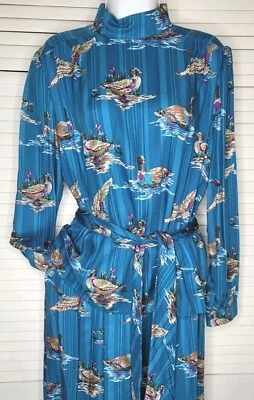 Falda y Blusa De Colección Country Suburbans Teal Ducks Bolsillos Etiqueta Unión EE. UU. Talla: 12 Foto 1 de 4