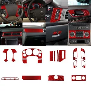 22Pcs Red Carbon Fiber Interior Trim Kits For Silverado/Tahoe/Sierra 2007-2013 - Bild 1 von 22