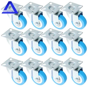 Paquete de 12 ruedas giratorias de poliuretano de 2" base placa superior doble rodamiento de bolas - Imagen 1 de 12