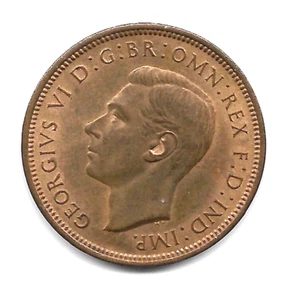 Inglaterra 1937 medio centavo sin circular George VI con soporte hermético. - Imagen 1 de 4