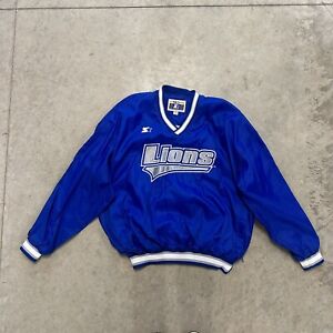 Vintage STARTER NFL Pro Line Blue Detroit Lions Pullover Windbreaker Size XXL