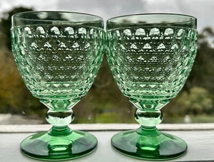 Villeroy & Boch BOSTON Green Set x 2 Claret Red Wine Glasses 200ml 12.5cm NWT - Picture 1 of 4