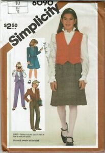 Simplicity Sewing Pattern 6090 Pants Vest Jacket School Uniform Girls Size 10