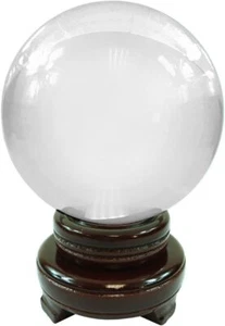 Feng Shui und Wohndeko massive Klarglas Kristallkugel Kugel mit Holzständer - Bild 1 von 18