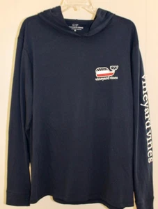 Vineyard Vines Hoodie T Shirt M Navy Blue Patriotic NWT Long Sleeves USA Mens - Picture 1 of 3