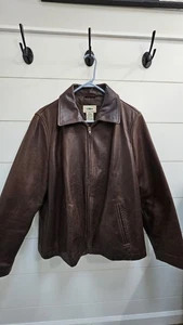 LL Bean Womens Large Regular Brown Leather Jacket. - Picture 1 of 5
