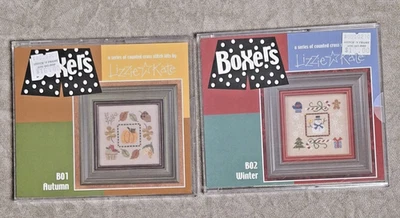 2 Lizzie Kate Autumn & Winter Boxers Counted Cross Stitch Kits, PG - Image 1 of 4