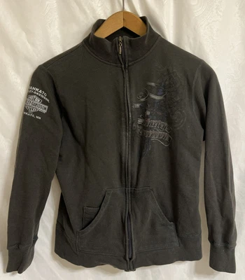 Harley Davidson Women Medium Full Zip Sweatshirt Faded Black Fleece Mankato, MN - Image 1 of 4