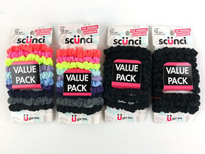 4-Packs Scunci The Original Scrunchie Hair Tie Ponytail Multi Color & Black