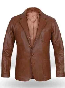 Nuevo Blazer Hombre Marrón Hecho a Mano Cuero Genuino Piel de Cordero Formal Elegante Boda - Imagen 1 de 10