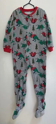 Carter's Niño Pequeño Niño 1 Pieza Lindo Navidad Dinosaurio Cremallera Manga Larga Pijamas Gris 5T Foto 1 de 4