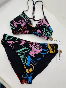 Juego de Traje de Baño Pintórico Reversible Hurley Negro-Floral Talla M - Imagen 1 de 7