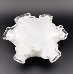 Fenton Silvercrest Dish White Clear Ruffled Edge Vintage 6" - Picture 1 of 7