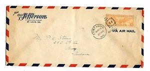 Vintage Advertising Envelope HOTEL JEFFERSON St Louis MO 1937 Air Mail - Picture 1 of 2