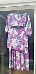 Elegantes Sixth Sense Damen Bluse-Rock Ensemble Floral Elastikbund M Vintage  - Bild 1 von 8