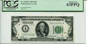 FR 2150-D 1928 $100 Federal Reserve Note 63 PPQ Choice New - Picture 1 of 1