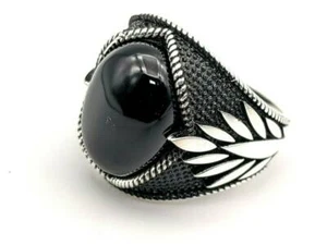 Handmade Men's 925 Sterling Silver Ring Size 10.5 Black Onyx - Picture 1 of 4