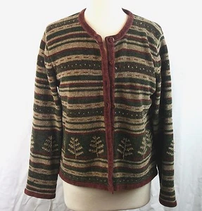 Cardigan autunnale Christopher & Banks taglia media marrone foresta alberi - Foto 1 di 6