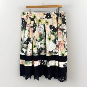 TS Womens Retro floral fit & flare lace/satin pleat design skirt plus 22/3XL (38 - Picture 1 of 7