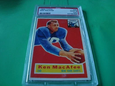 1956 Topps football FB #65 KEN MacAFEE  psa 9 oc New York GIANTS (694)  - Image 1 of 4