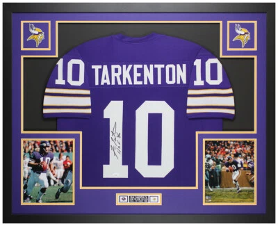 Fran Tarkenton Autographed HOF 86 & Framed Purple Vikings Jersey Auto JSA Cert - Image 1 of 4