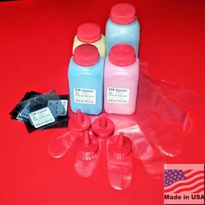 4 Color Toner Refill for HP CM3530 CM3530fs MFP CM3530 CP3525 Series + 4 Chips - Picture 1 of 1