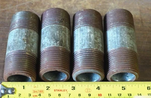 Lot of 4: Schedule-80 (Heavy-Duty) Galvanized Pipe Nipples 1" NPT x 3" Long - Picture 1 of 4