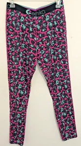 Womens ETHIKA Pink Teal Animal Print Leggings Full Length Size Medium - Picture 1 of 7