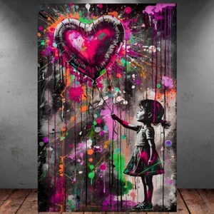 LEINWAND BILD ER XXL ABSTRAKT POP ART BALLOON GIRL GRAFFITI BUNT WAND POSTER 578 - Bild 1 von 6