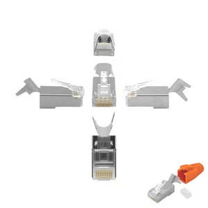 40x Netzwerkstecker RJ45 Stecker für Cat 6a 7 8 Verlegekabel Knickschutz AWG23 - Afbeelding 1 van 6