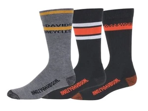 Harley-Davidson Socken Orange, Stripe Riding - 3er Set, Schwarz/Blau/Orange - Bild 1 von 3