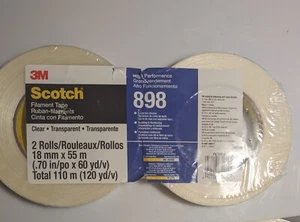Scotch Filament Tape 898 Clear, 18 mm x 55 m, Conveniently Packaged (Pack of 2) - Picture 1 of 1