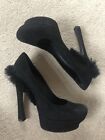 Black Suede YSL Yves Saint Laurent Heels Size 6 39 With Fur Sale Offer Discount