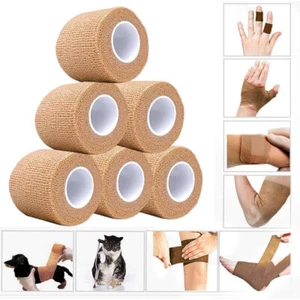 Self Adherent Wrap Adhesive Bandage Gauze Rolls Elastic First Aid Medical Tape - Picture 1 of 21