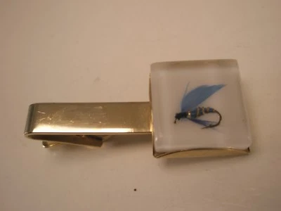 Pesca Mosca Azul Ninfa Acrílico Envestido Vintage Barra de Corbata Clip zulú Deportes Foto 1 de 4