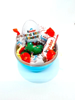 Ferrero KINDER Chocolate GIFT Easter Basket 1ct. BLUE bottom -FREE SHIPPING - Image 1 of 2