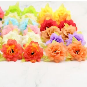 2" Multicolor Small Rose w/leaf Artificial Silk Rose Flowers Heads Wholesale
