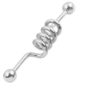 1x Surgical Steel Twisted Industrial Barbell Helix Conch Cartilage Earrings 14G - Picture 1 of 14