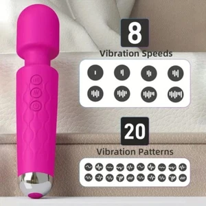 Rechargeable Clit Vibrator 20 Speeds Massage Wand Sex Toys for Women Masturbator - Picture 1 of 16