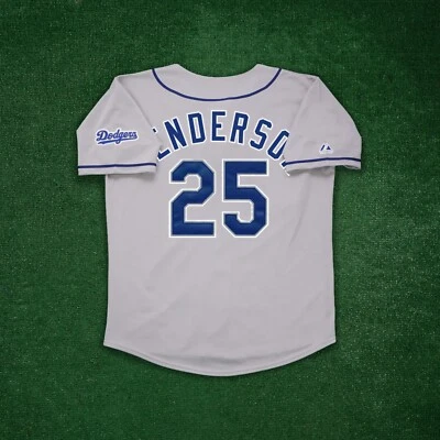 Rickey Henderson 2003 Los Angeles Dodgers Men's Grey Road Throwback Jersey - Image 1 of 4